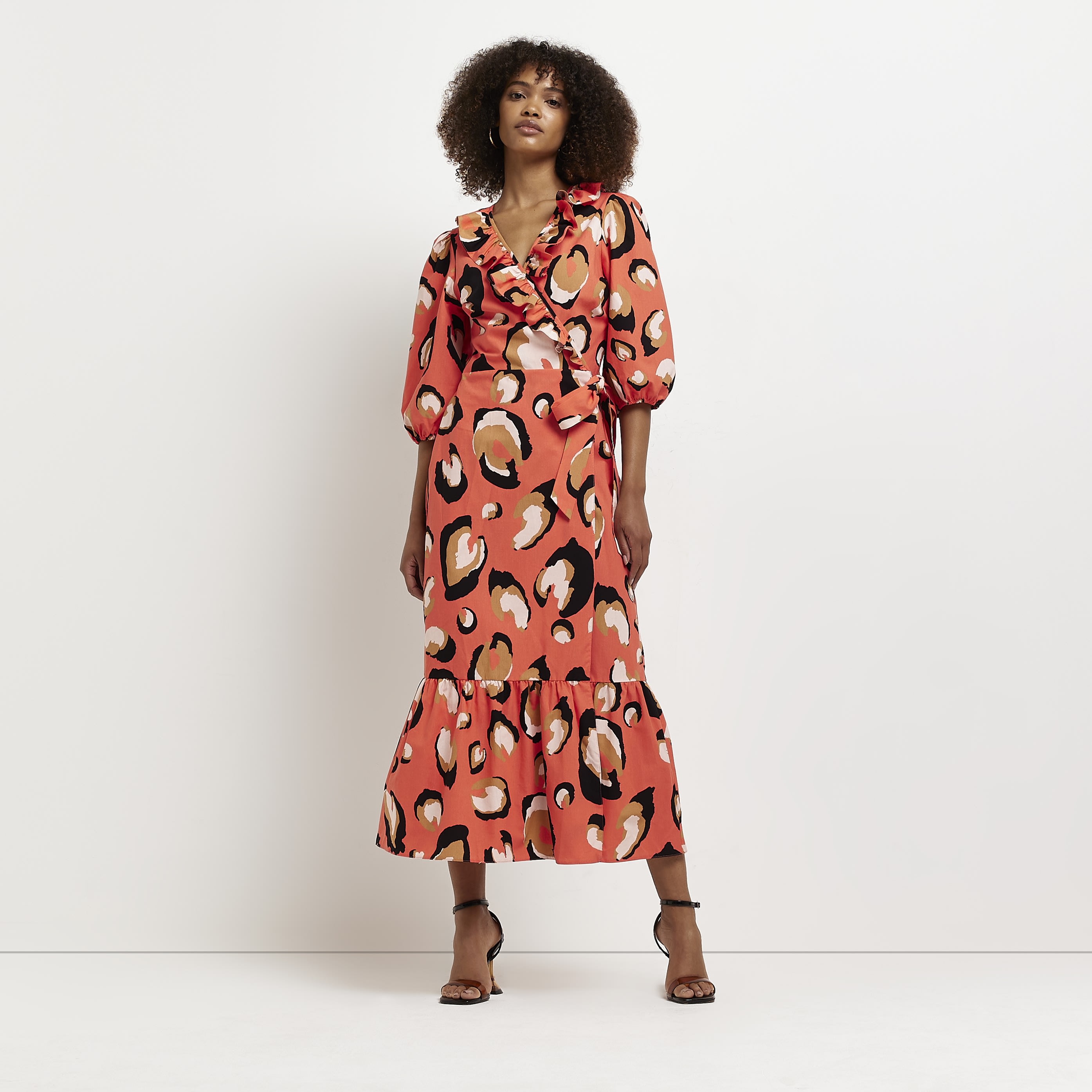 Coral leopard 2025 print dress